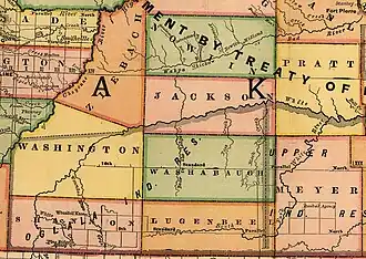 Map of Washabaugh County showing its boundaries in 1892