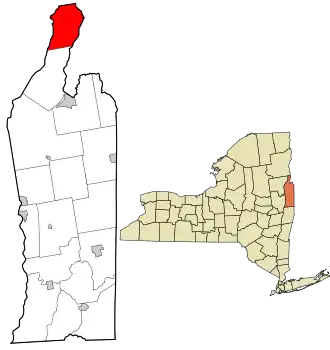 Location in Washington County and the state of New York.
