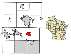Location of Jackson in Washington County, Wisconsin.