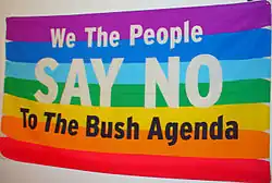 Rainbow protest flag used by Not in Our Name