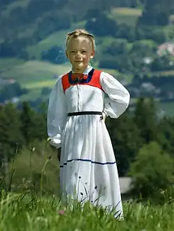 Bregenz Forest tracht: girl in a white "juppe"