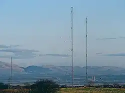 The four masts at the Westerglen transmitting station