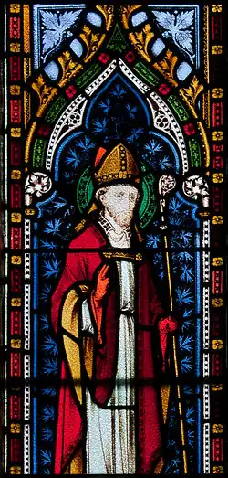 Stained-glass window of Saint Laurence O'Toole, as Archbishop