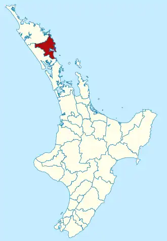 Whangarei district within the North Island