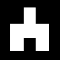 white shape on black background