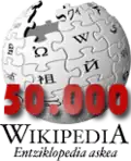 Basque Wikipedia's 50.000 article logo