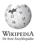 Wikipedia logo displaying the name "Wikipedia" and its slogan: "The Free Encyclopedia" below it, in Bavarian