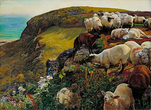 Our English Coasts, 1852 (‘Strayed Sheep’) by William Holman Hunt, in Tate Britain