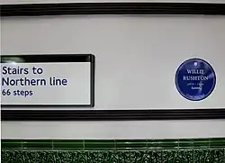Willie Rushton blue plaque in station