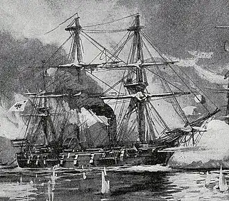 Black and white illustration of Medusa's sister ship Nymphe