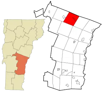 Location in Windsor County and the state of Vermont.
