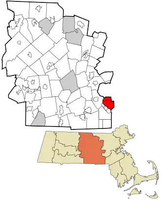 Location in Worcester County and the state of Massachusetts