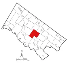 Location of Worcester Township in Montgomery County, Pennsylvania