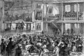 Survivors of the SS&nbsp;Atlantic&nbsp;(1870) wreck are given breakfast at Faneuil Hall, 1873 engraving