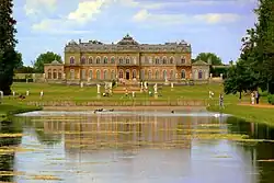 Image of the front of Wrest Park, a large stately home