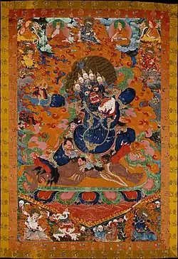 Yama, Tibet, 17th- or early 18th-century. Over six feet high, this was originally one of a set of protective deities.[18]