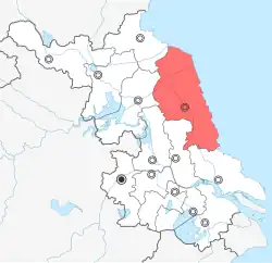 Yancheng is highlighted on this map