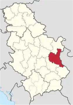 Location of district in Serbia