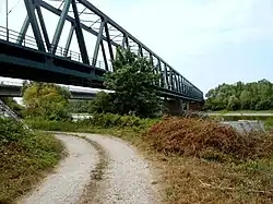 Croatian rail border in Zákány above Dráva