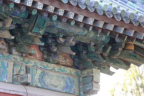 Ming dynasty decorations on Hall of Amitābha at Longxing Temple.