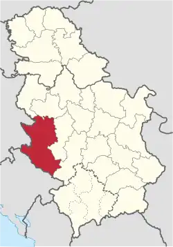 Location of district in Serbia