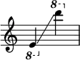 {
\override Score.SpacingSpanner.strict-note-spacing = ##t
\set Score.proportionalNotationDuration = #(ly:make-moment 1/8)
\override Score.TimeSignature #'stencil = ##f
\relative c {
\time 2/4
\ottava #-1 e4 \glissando
\ottava #1 d''''
}
}