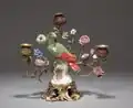 Candelabrum with Meissen porcelain parrot