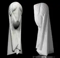 Joseph Csaky, Tête, ca.1920 (front and side view), limestone, 60&nbsp;cm, Kröller-Müller Museum, Otterlo, Netherlands