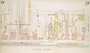 Insurance Plan of the City of Dublin from the 19th century showing the industrial businesses operating from the area