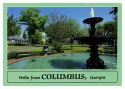Postcard of Fountains on Broadway Ave. in Columbus, GA