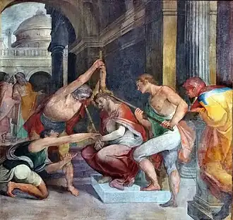 Fresco in het middenschip: de doornenkroon.