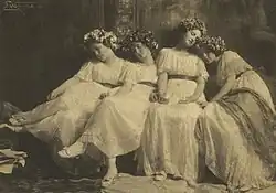 Slumbering maidens, rond 1900
