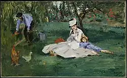 La Famille Monet dans leur jardin à Argenteuil, Édouard Manet.