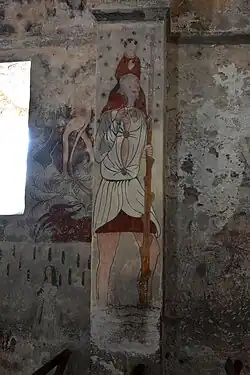 Een fresco met Sint-Christoffel