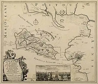 Het Île de Ré en de Pertuis breton op een kaart uit 1696