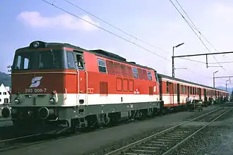 ÖBB 2143 008-7 op 5 oktober 1988 in Feldbach (Steiermark)