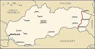 Spoorlijn Michaľany – Łupków op de kaart