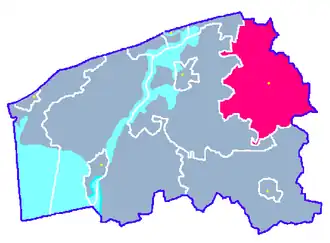Ligging van de gemeente binnen de powiat