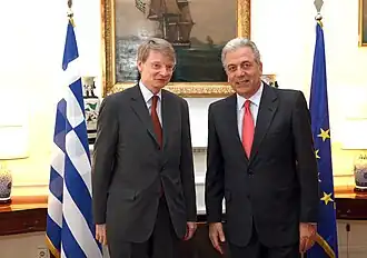 Cornelis van Rij (l.) en Dimitris Avramopoulos in 2012