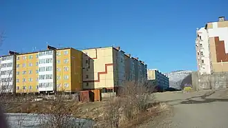 Stadsbeeld in Bilibino