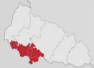 Kaart van Rajon Berehove