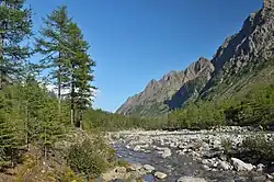 De bovenloop van de rivier nabij een vroeger meteorologisch station stroomopwaarts van de Marmerkloof