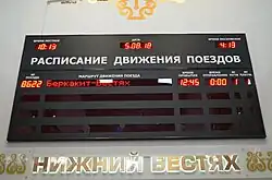 Elektronisch informatiebord met het reisschema in het station (2018)