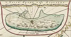 Kildin op een kaart uit de 'Zee-Fakkel van Johannes van Keulen' (1682)