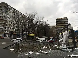 Plaats van een raketaanval in Kiev