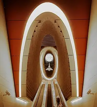 De roltrappen onder het model van de Tu 144