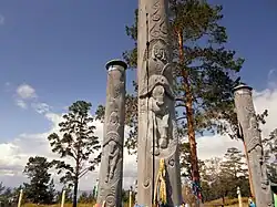 Serges in 'kampement Gesera' op een bergpas van het Monostojgebergte in Boerjatië