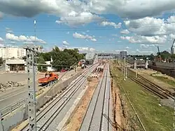 Het station in aanbouw in juli 2022.