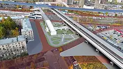 De noordelijke hal met rechts het viaduct met perron van Savjolovskispoorweg en links achter de perrons van de ringspoorlijn