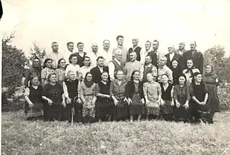 Werknemers van de collectieve staatsboerderij in 1945
